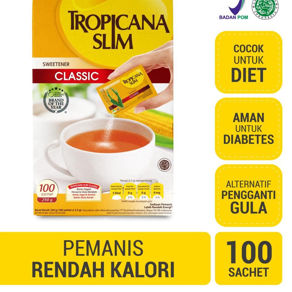 

Cfa68 Tropicana Slim Sweetener Classic 100 sachet - Pemanis untuk Bantu Batasi Gula .,.,