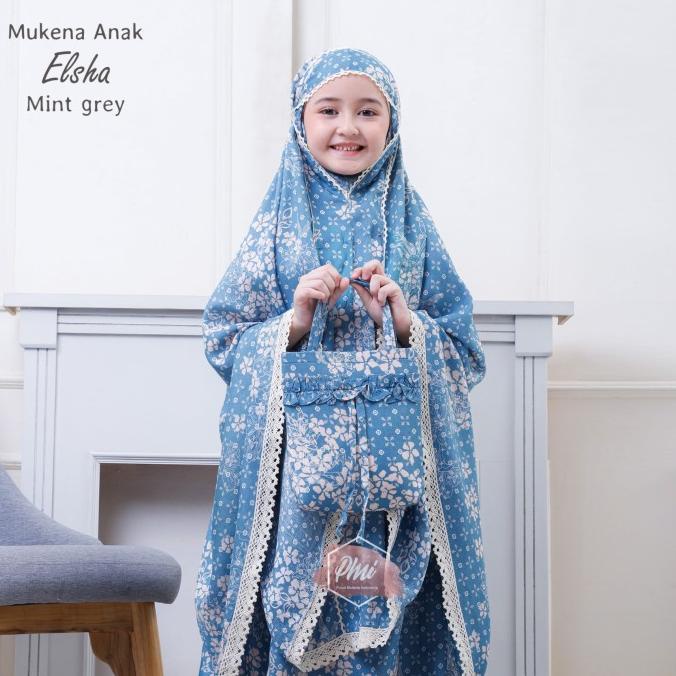 Mukena Anak Tanggung Rayon Elsa Mintgrey