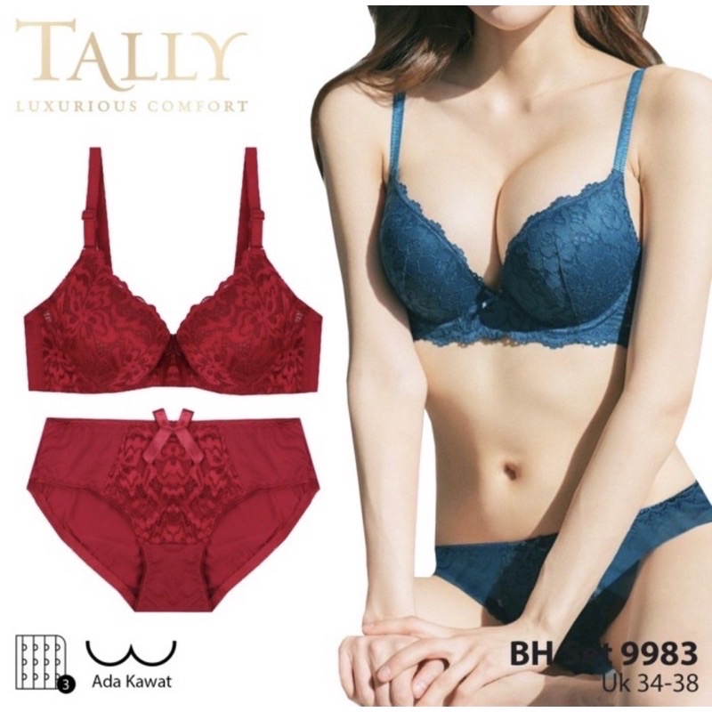 TALLY BRA BH SET CD CELANA DALAM 9983 I CUP B | ADA KAWAT I BUSA TIPIS I SIZE 34 - 38