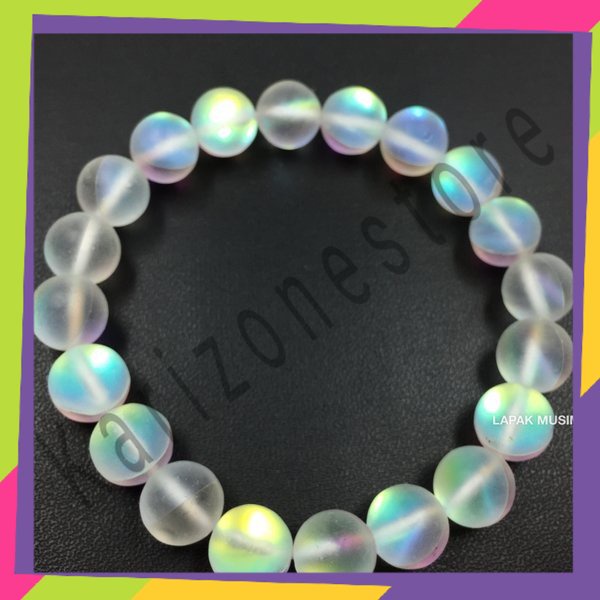 GELANG BATU ANGEL BEADS MOONSTONE BIDURI BULAN ASLI LANGKA