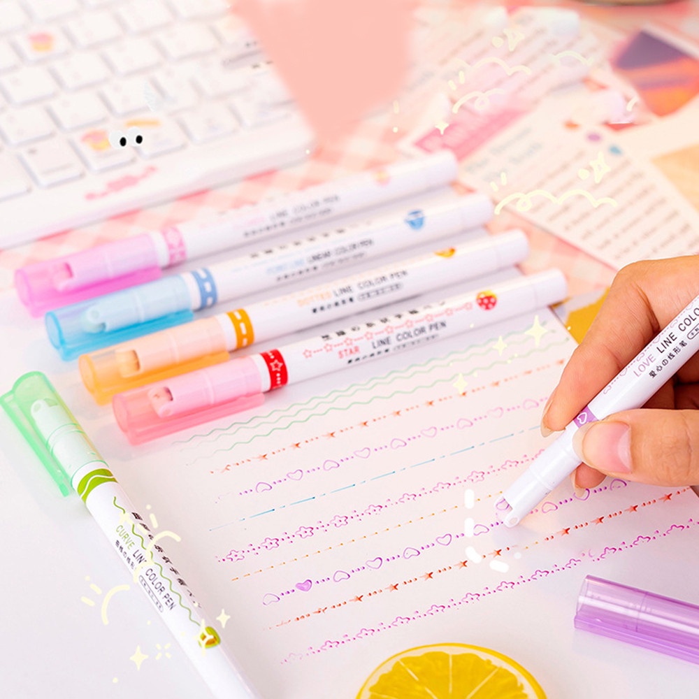 6 Pc Siswa Sekolah Kantor Warna-Warni Roller Seal Pulpen DIY Lukisan Stabilo Cepat Kering Pen