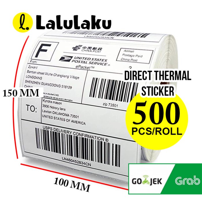 

Stiker Kertas Label Stiker 500 Sticker Thermal Barcode 100 X 150 Ukuran A6