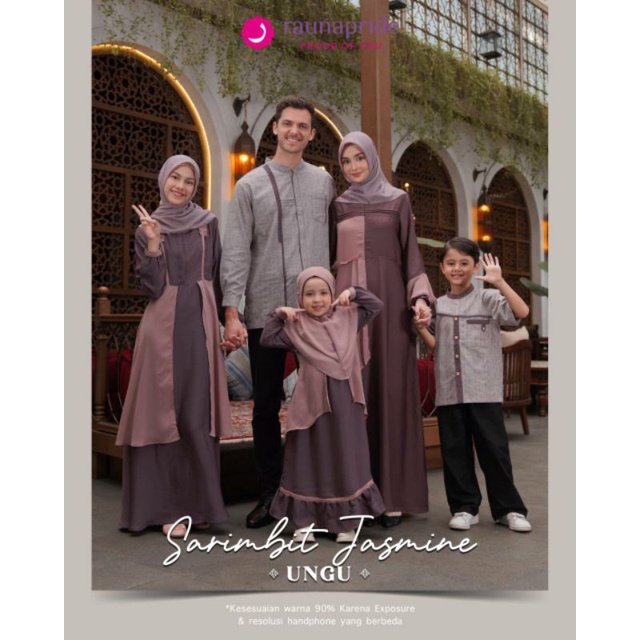 COUPLE KELUARGA JASMINE UNGU SARIMBIT RAUNA TERBARU 2023 BAJU MUSLIM SET