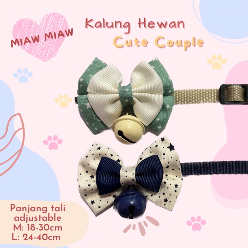 Kalung Kucing Kalung Anjing Pita Lonceng Couple Edition by Miaw Miaw