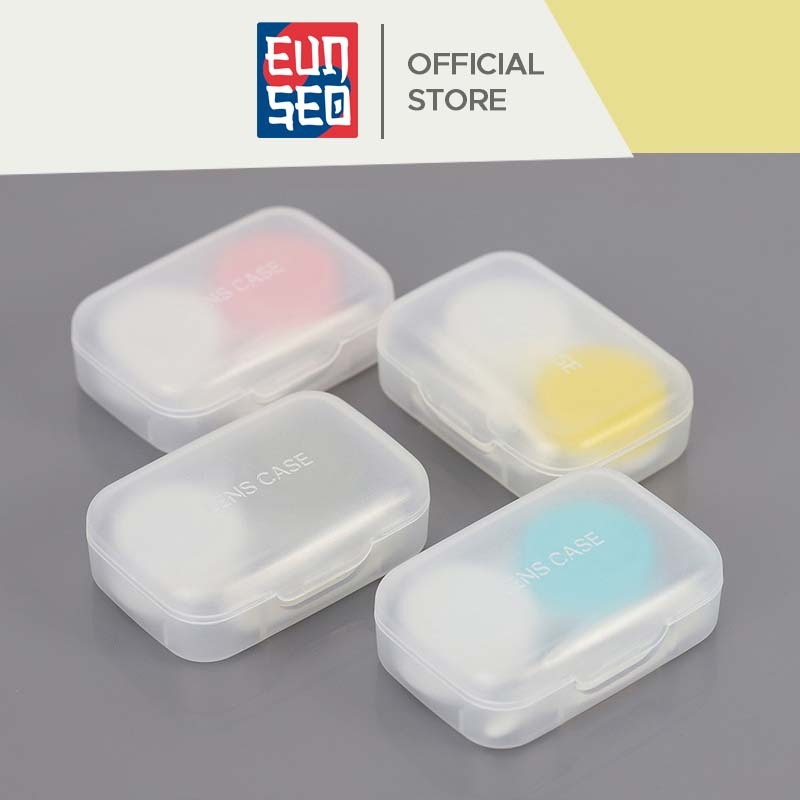 EUNSEO Kotak Softlens Warna Pastel Transparant Case Softlens Jepitan + Tongkat Premium