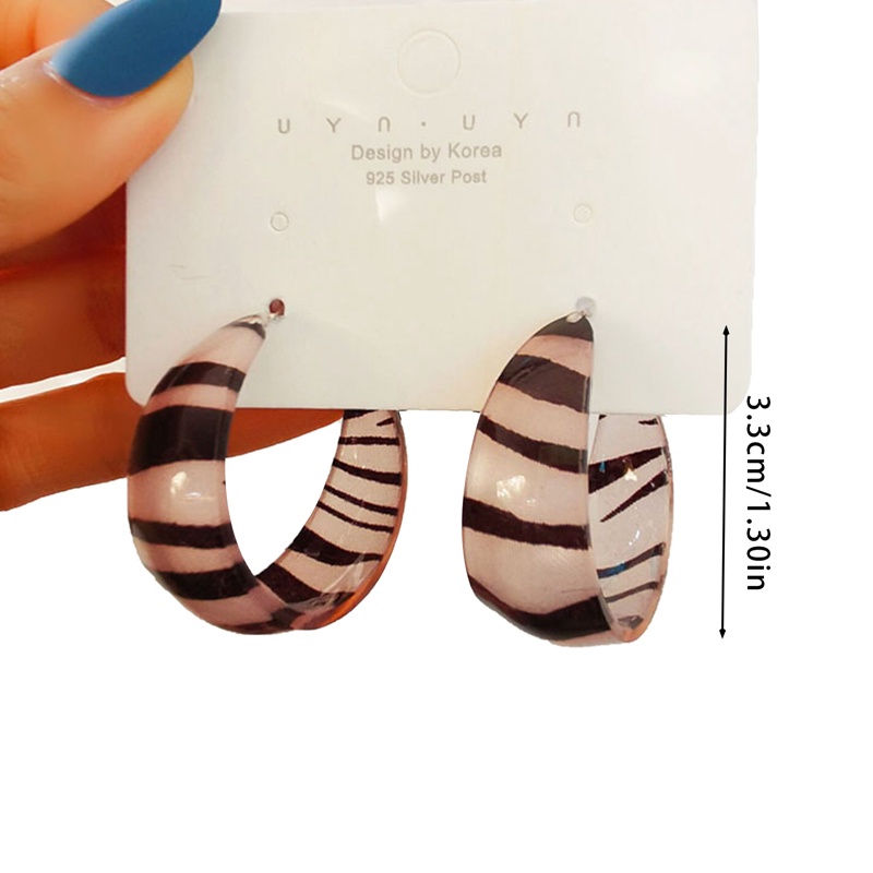 Fancyqube Fashion Berlebihan Motif Zebra Paduan Anting Untuk Wanita Kepribadian Hypoallergenic Cincin Telinga Pesta Perhiasan