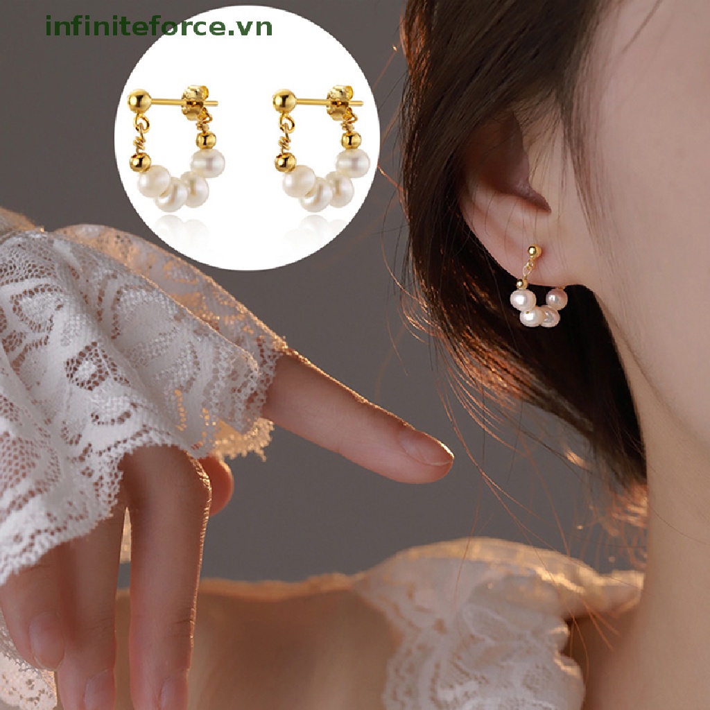 [INVN] 1pasang Retro Baroque Mutiara Menjuntai Anting Wanita Elegan Korea Simple Perhiasan Aksesoris Pesta Pernikahan [VN]