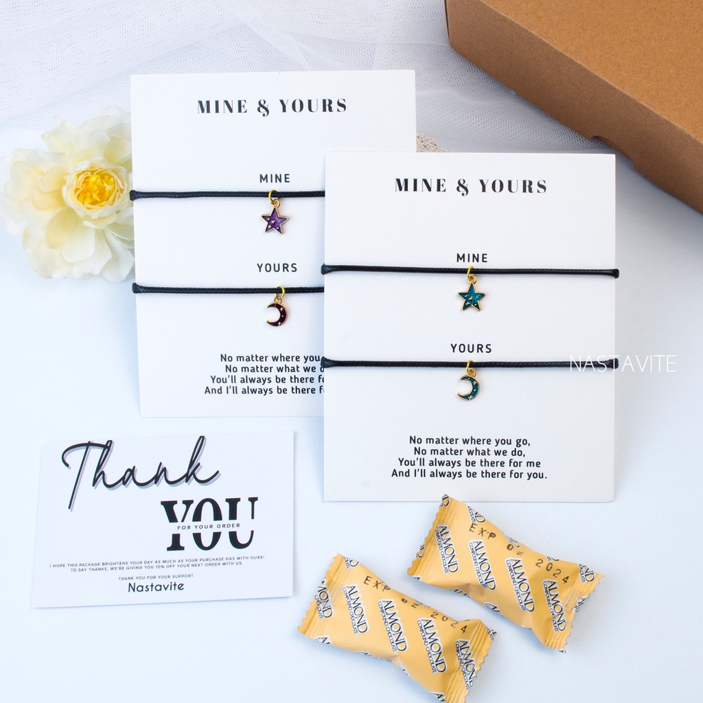 Gelang Couple 2 Orang Sahabat Pacar Bestie Bulan Bintang Mine&amp;Yours Murah