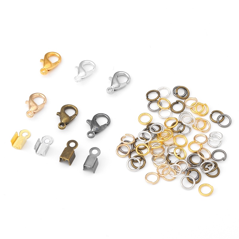 20pc lobster clasp jump ring clip tip Lipat crimping Konektor Gelang Kalung Rantai DIY Membuat Perhiasan kit Aksesoris