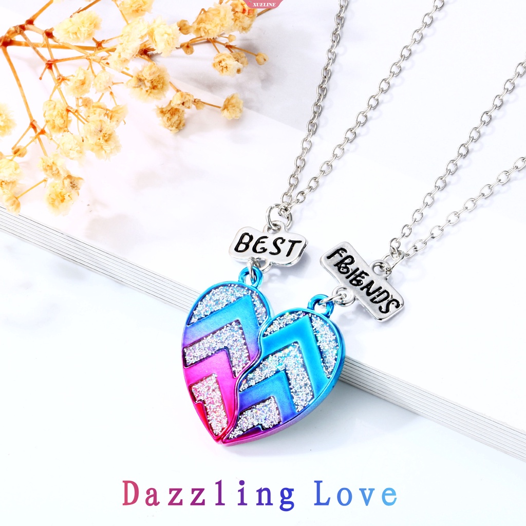 Fashion Baru Anak Pacar Perempuan Warna Gradien Cinta drop Minyak Kalung Batu Hisap splicing Ilusi spray paint necklace [ZXL]