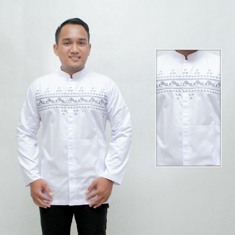 KOKO BORDIR LENGAN PANJANG / KOKO PUTIH LENGAN PANJANG / BAJU KOKO LENGAN PANJANG / KOKO MURAH ORIGINAL / KOKO HADROH