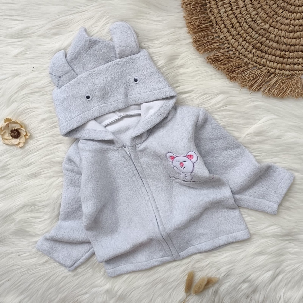 Jaket emen tebal bordir model telingaa 6-24 bulan