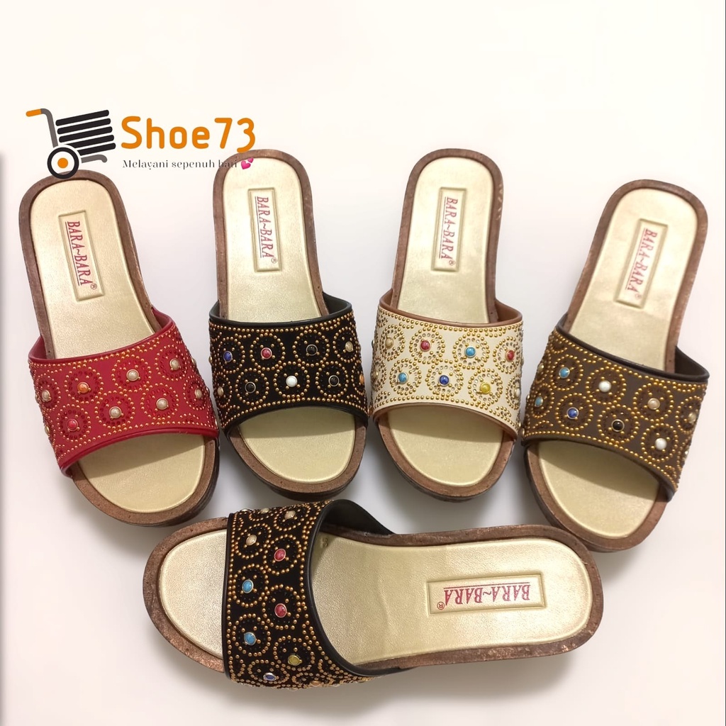 BARA BARA 2975 -CKB SIZE 36-40 ORIGINAL l Sandal Selop wedges jelly wanita l Sendal kokop cewek impor