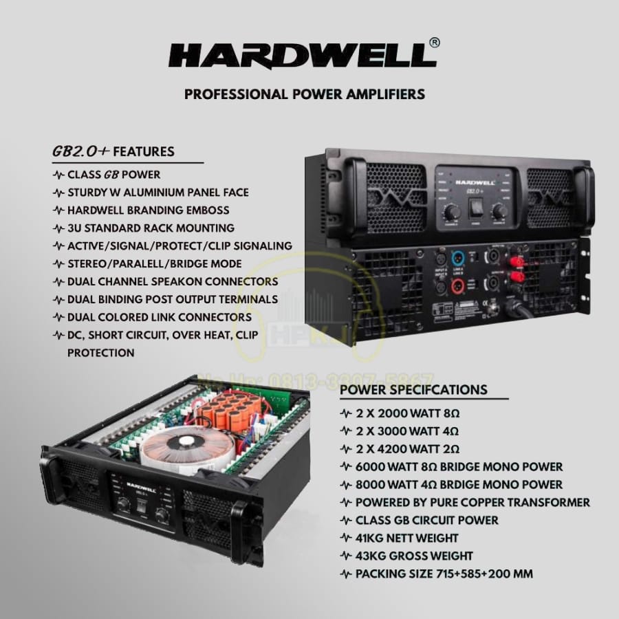 POWER AMPLIFIER HARDWELL GB-2.0 POWER AMPLI HARDWELL GB 2.0 ORIGINAL