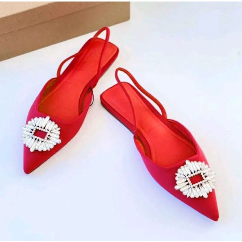 (04 AN) Flatshoes/balet variasi permata adabel