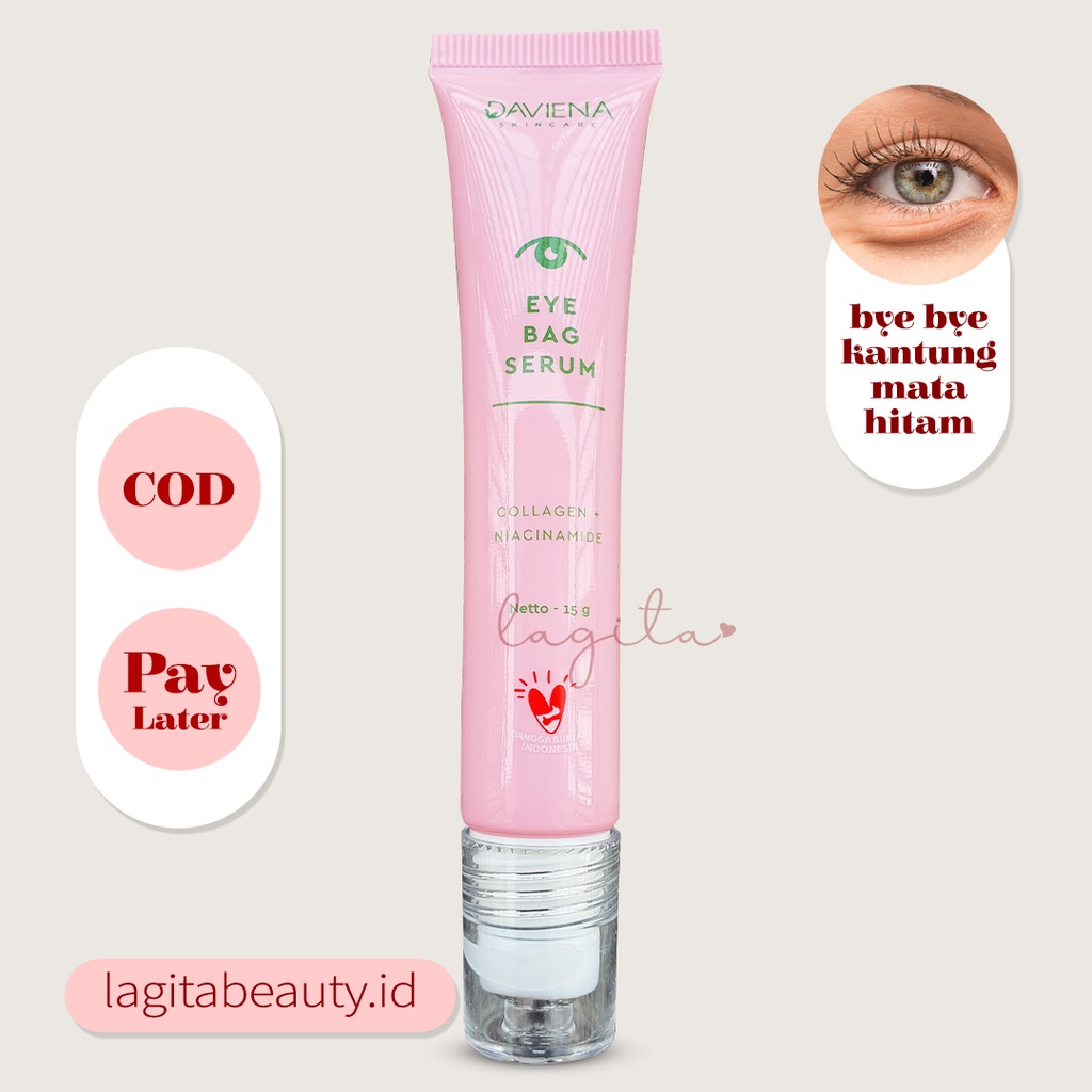 Eye Bag Serum Mata Daviena Skincare Penghilang kantung Mata Panda Davienaskincareofficial Davina Devina Deviena Deviana Davena Ramadhanidavin Lampung Jakarta Surabaya Pencerah Pemutih Kulit Mata aye serum Bpom Daviena Skincare