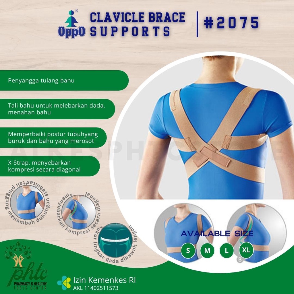 OPPO 2075 Posture Aid Clavicle Brace Elastic l Untuk Memperbaiki Postur Tubuh Agar Tidak Bungkuk l Pemuliham Otot Skapula Lemah