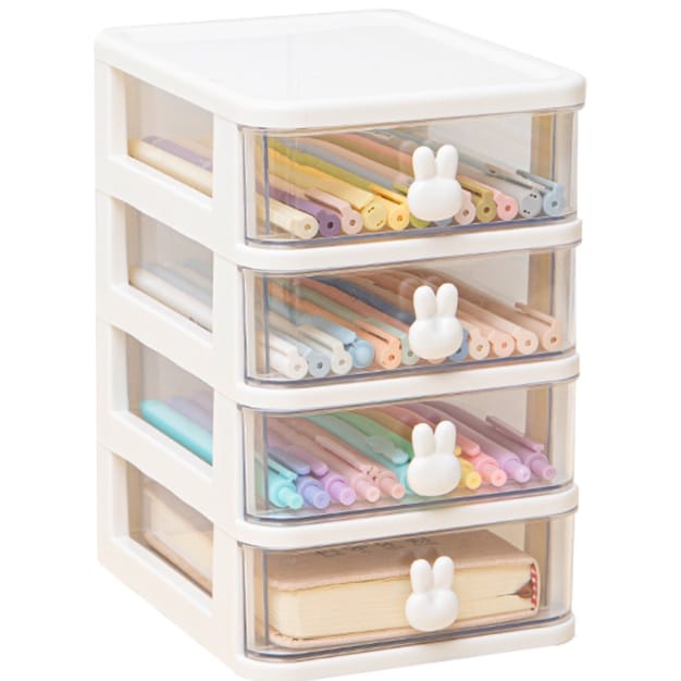 Laci Penyimpanan Motif Kelinci / Desk Drawer Storage Box Stackable Kotak Pensil Alat Tulis Kotak Desktop Stationery Organizer