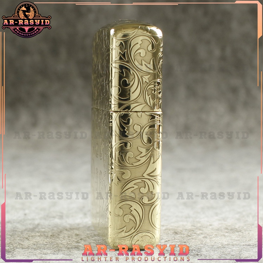 BISA COD! Korek Api Minyak Zippo Gold Motif Batik Ukir 3845-44