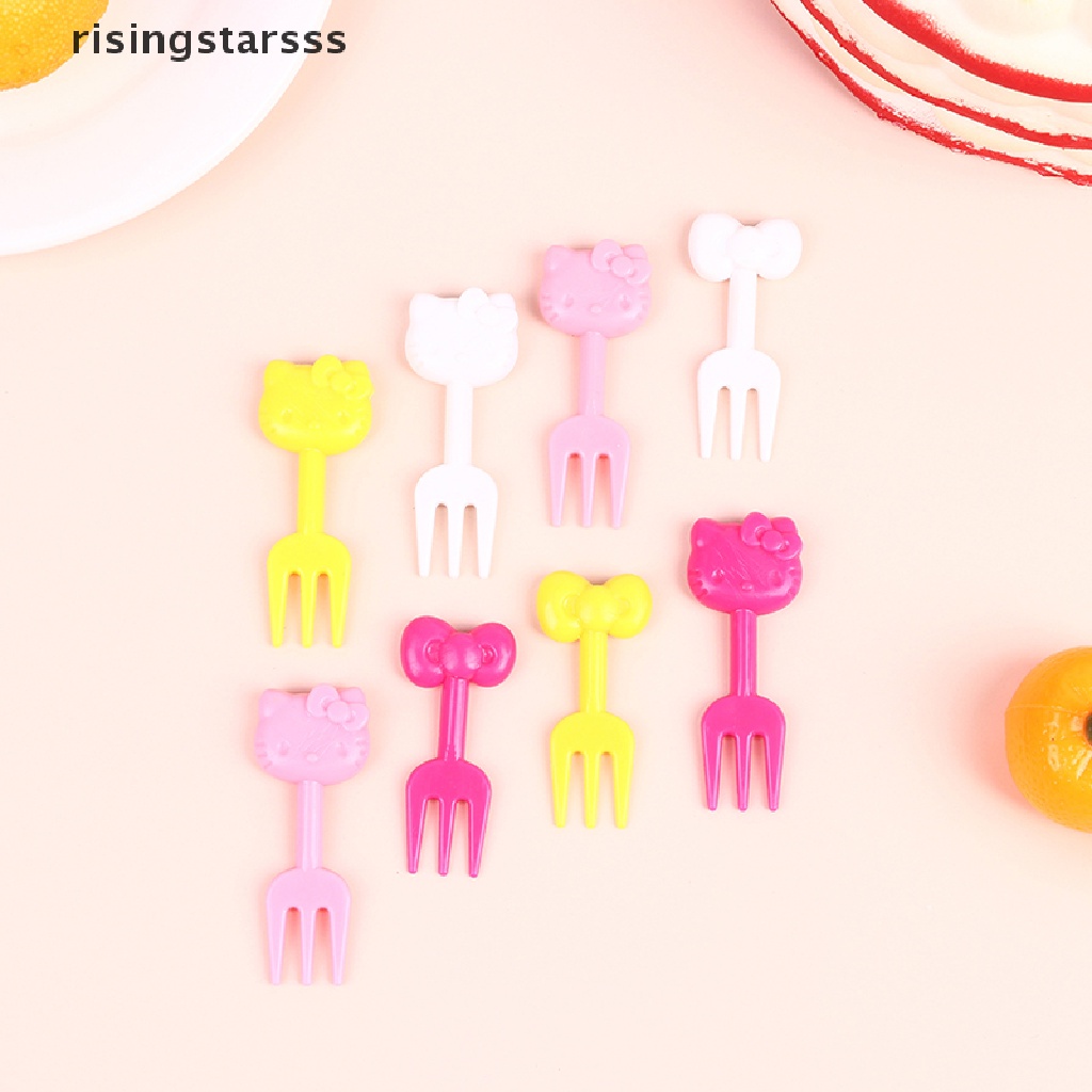 Rsid Span-new 10Pcs Mini Kawaii Animal Kartun Garpu Buah Anak Snack Kue Dessert Makanan Fruit Pick Tusuk Gigi Tanda Bento Bekal Jelly