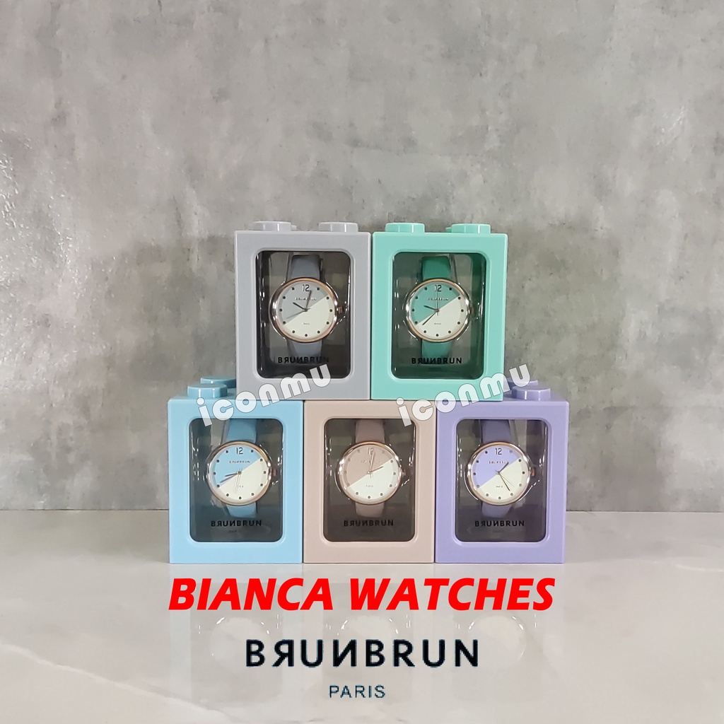 BrunBrun Paris Jam Tangan Seri BIANCA &amp; BASILLE &amp; NAYLA &amp; ARDEN  &amp; NATHAN Strap Kulit Sintetis