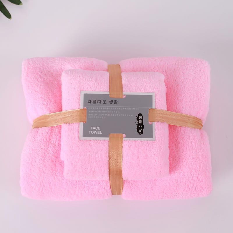 HANDUK MANDI BULU KARANG / HANDUK TEBAL LEMBUT MENYERAP UKURAN 70x140cm 1 SET 2 PCS FBL