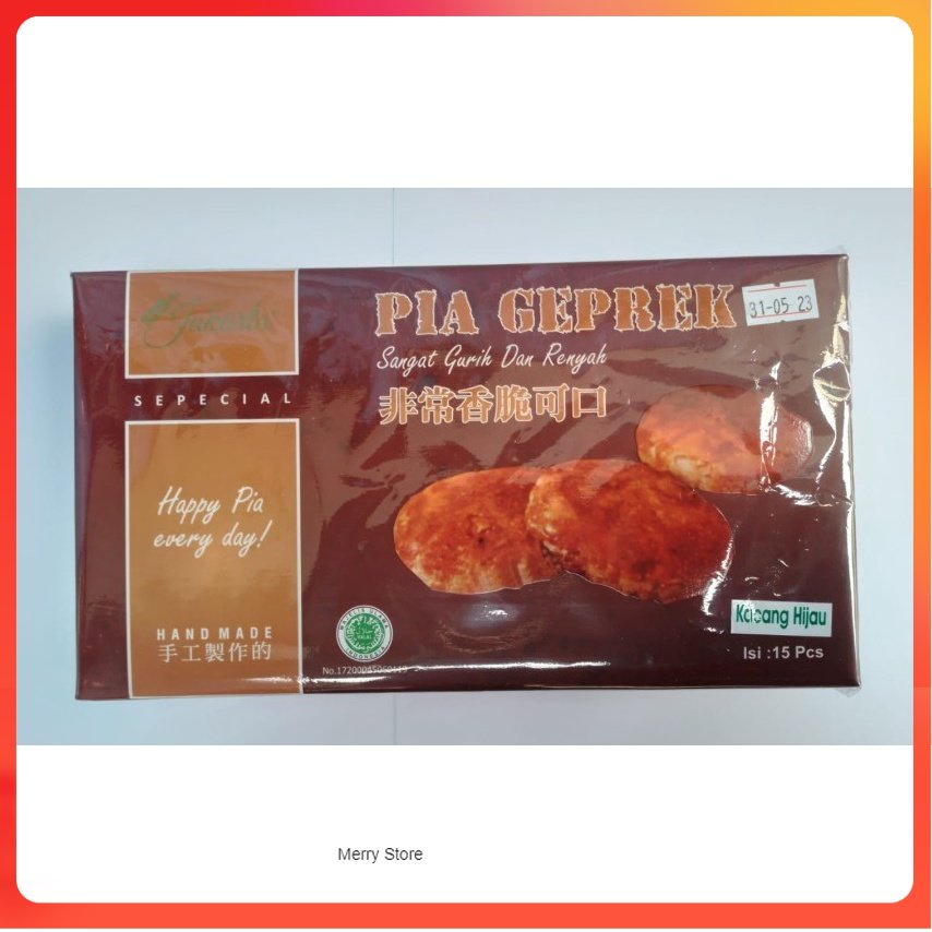 

MS Kue Kering Biskuit Pia Geprek Just In Jakarta Oleh-Oleh Khas Jakarta - Isi 15 Pia