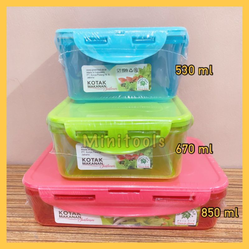 Tempat Makanan Sealware Lock 4 Green Leaf / Sealware Lock 4 530ml / Sealware Lock 4 670ml / Sealware Lock 4 850ml