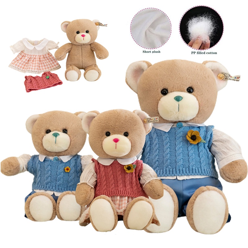 Boneka Teddy Bear Boneka Mainan Mewah Boneka Lembut Dg Pakaian Yang Dapat Dilepas Hadiah Xmas