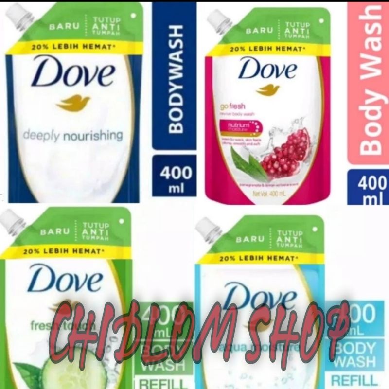 Dove Body Wash Refill 400 ml / Sabun Mandi Dove 400 ml Dan 850 Ml