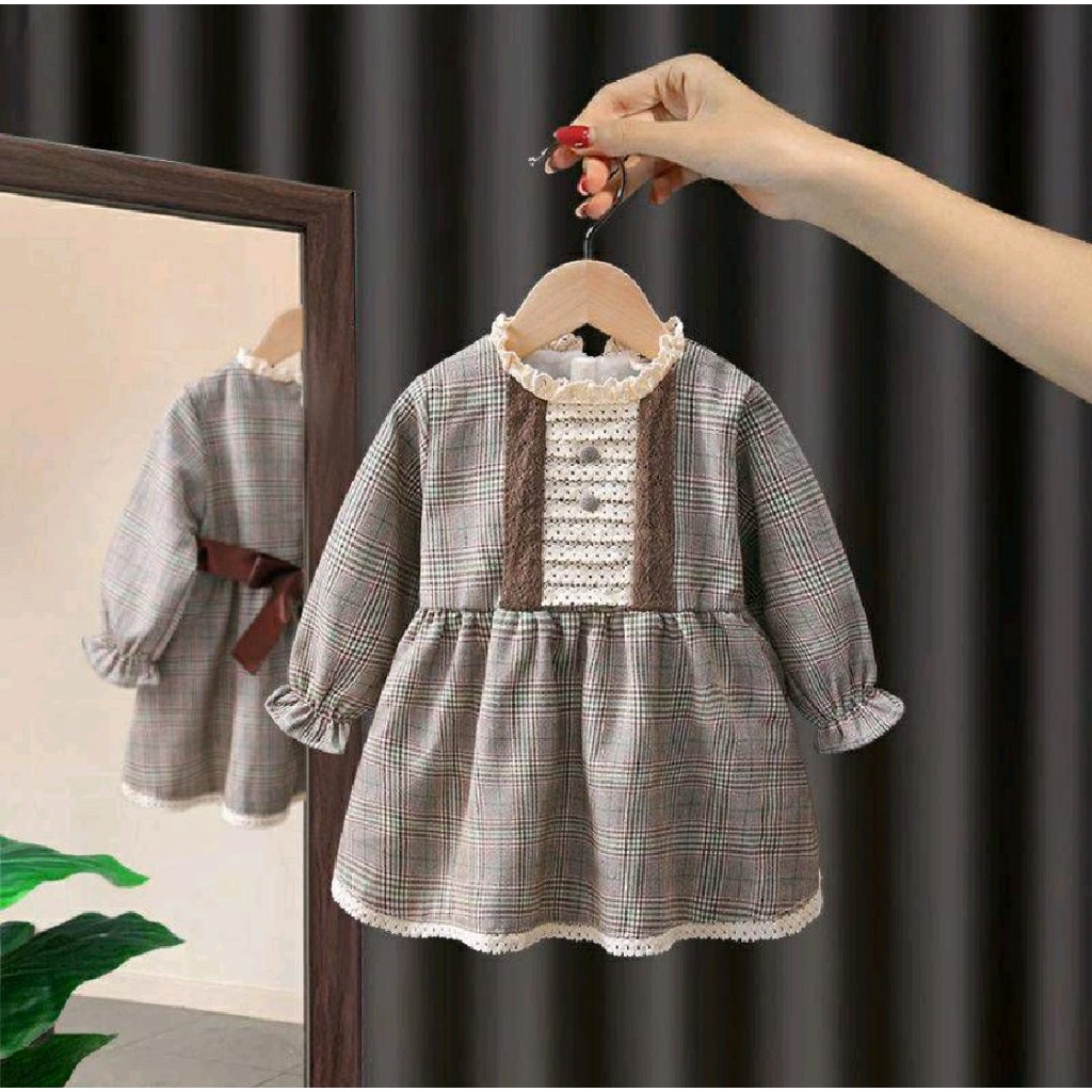 DRESS ANA KOREA MOTIF KOTAK KOTAK