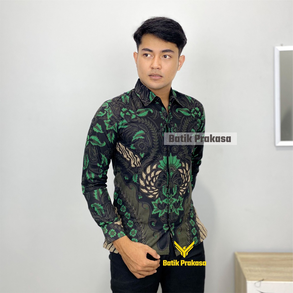 Kemeja Batik Prakasa Motif Charu Bhama Slimfit Lengan Panjang Batik Solo