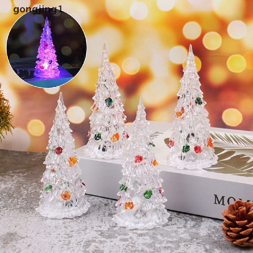 Ggg Pohon Natal Mini Pohon Natal Lampu LED Ornamen Rumah Boneka Christmas Tree Warna Warni Cahaya ID