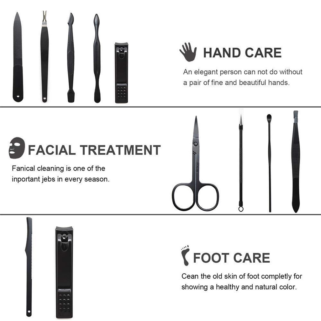 INFY - Gunting Kuku Set Manicure Pedicure Alat Potong Kuku Set 12 in 1 R837
