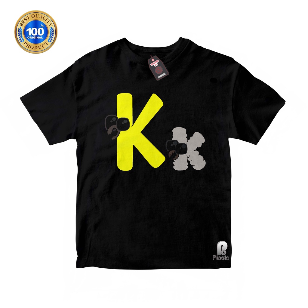 BAJU ANAK KAOS ATASAN ANAK HURUF K UNISEX Bahan COTTUN (FREE NAMA)