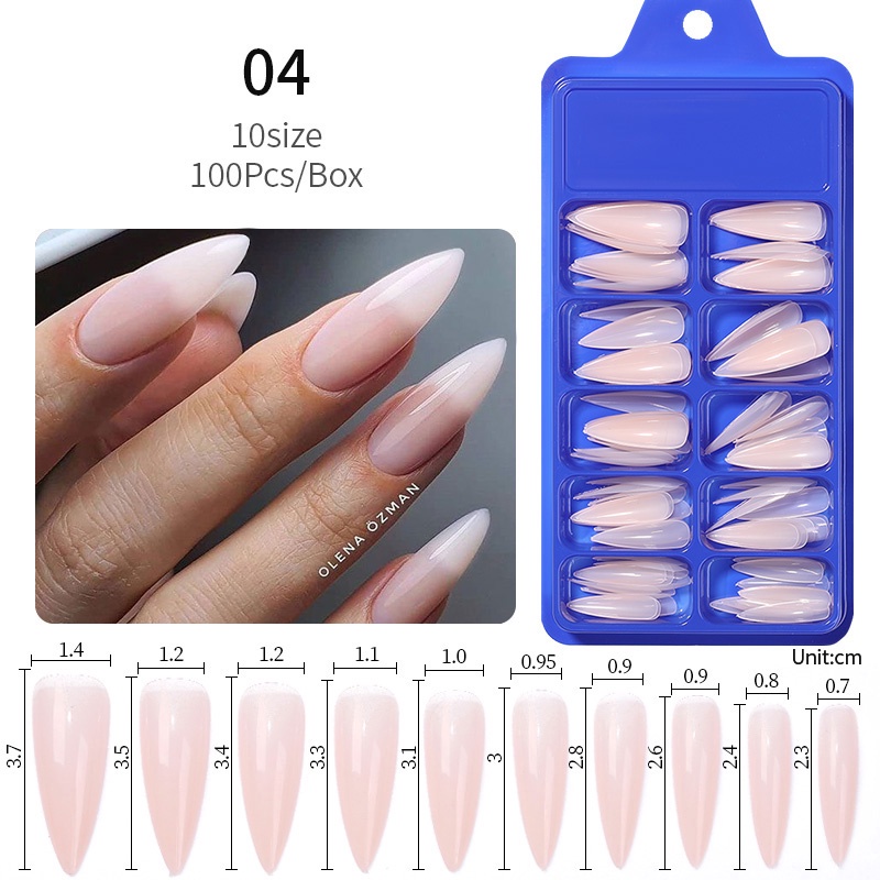 Set Kuku Palsu Akrilik Full Cover Ballerina Matte Fake Tips Manicure Extension DIY Art