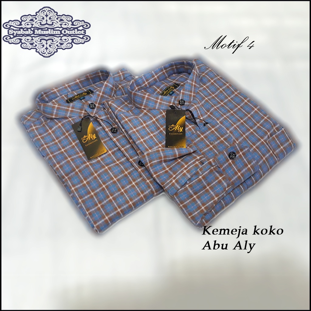 New and Viral Kemko Kemeja Koko Flanel Abu Aly Premium Motif 4