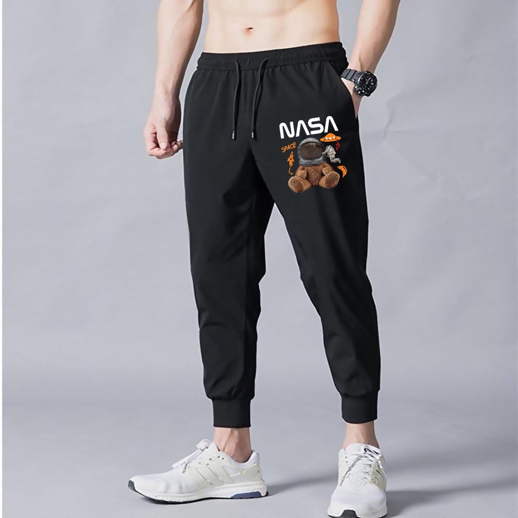 Celana Panjang Jogger Toonz Fashion Fleece Astro Bear Rib Pinggang ada Kantong