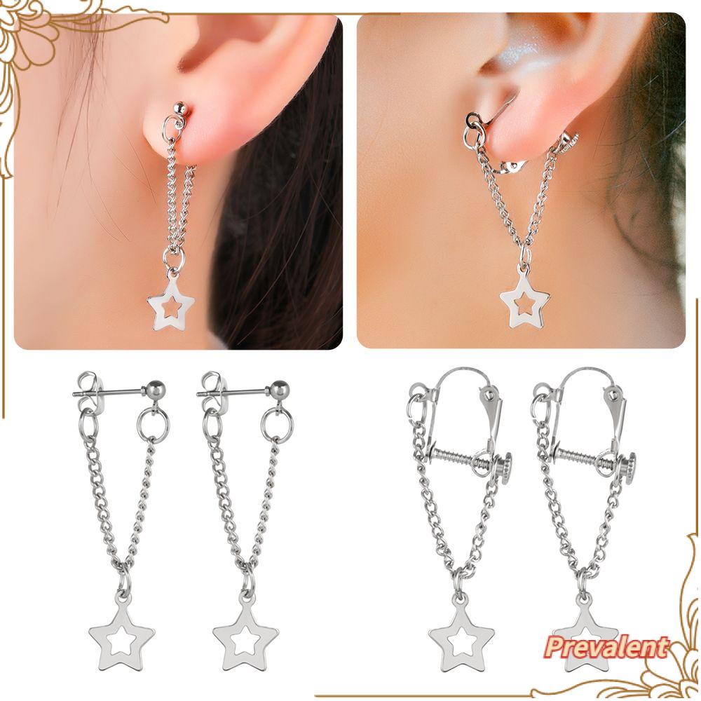 Preva Anting Rantai Bintang Anting Perempuan Kepribadian Super Keren Tanpa Tindik