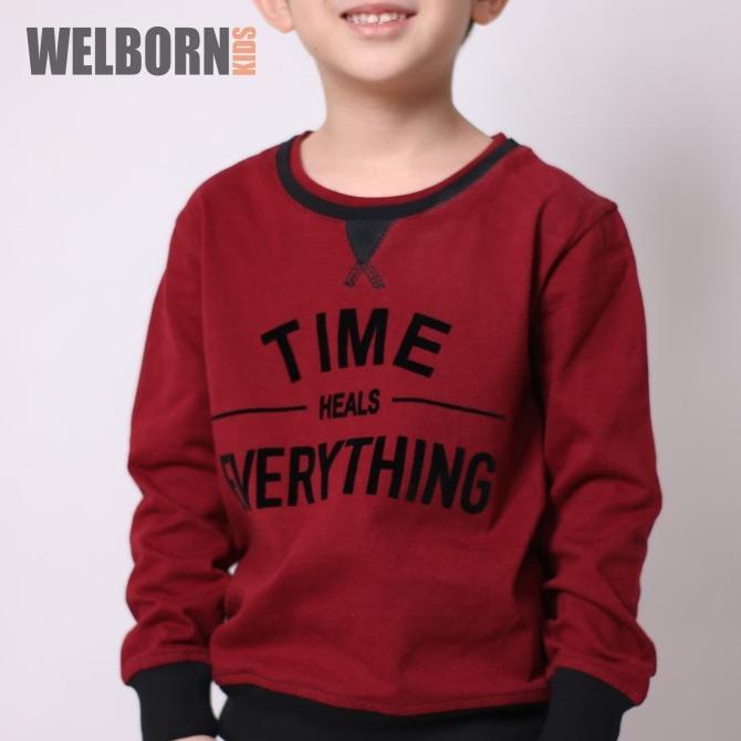 Welborn Kids Sweater Maroon Everything Anak Laki