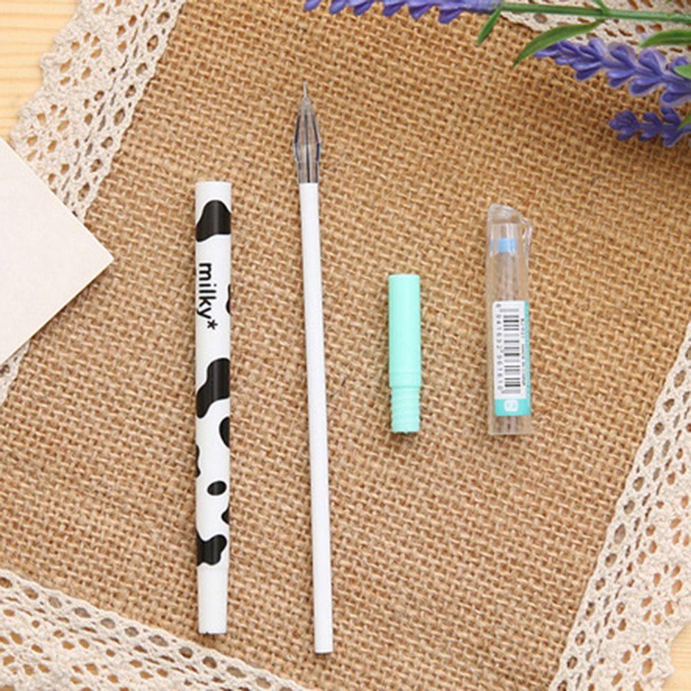 R-flower 12warna/Set Gel Pen Kreatif Alat Tulis Pola Sapi Kartun Berlian Tip Pen