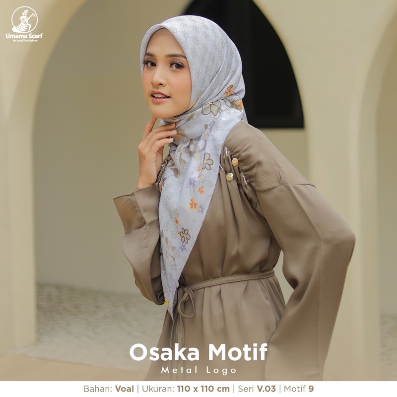 (V.03) PART 2 HIJAB SEGIEMPAT OSAKA MOTIF LC ICON METAL LOGO UMAMA SCARF