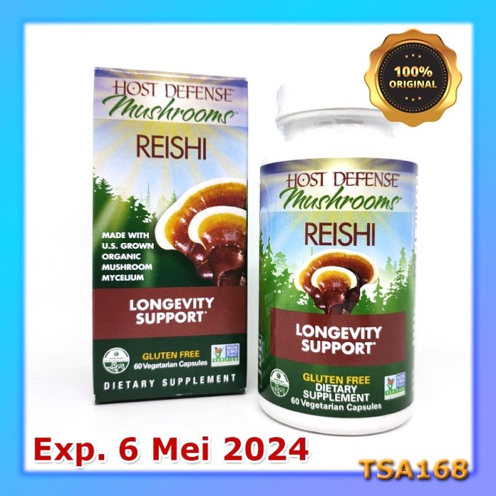 Host Defense Mushrooms Reishi Longevity Support 60 Vegan Caps