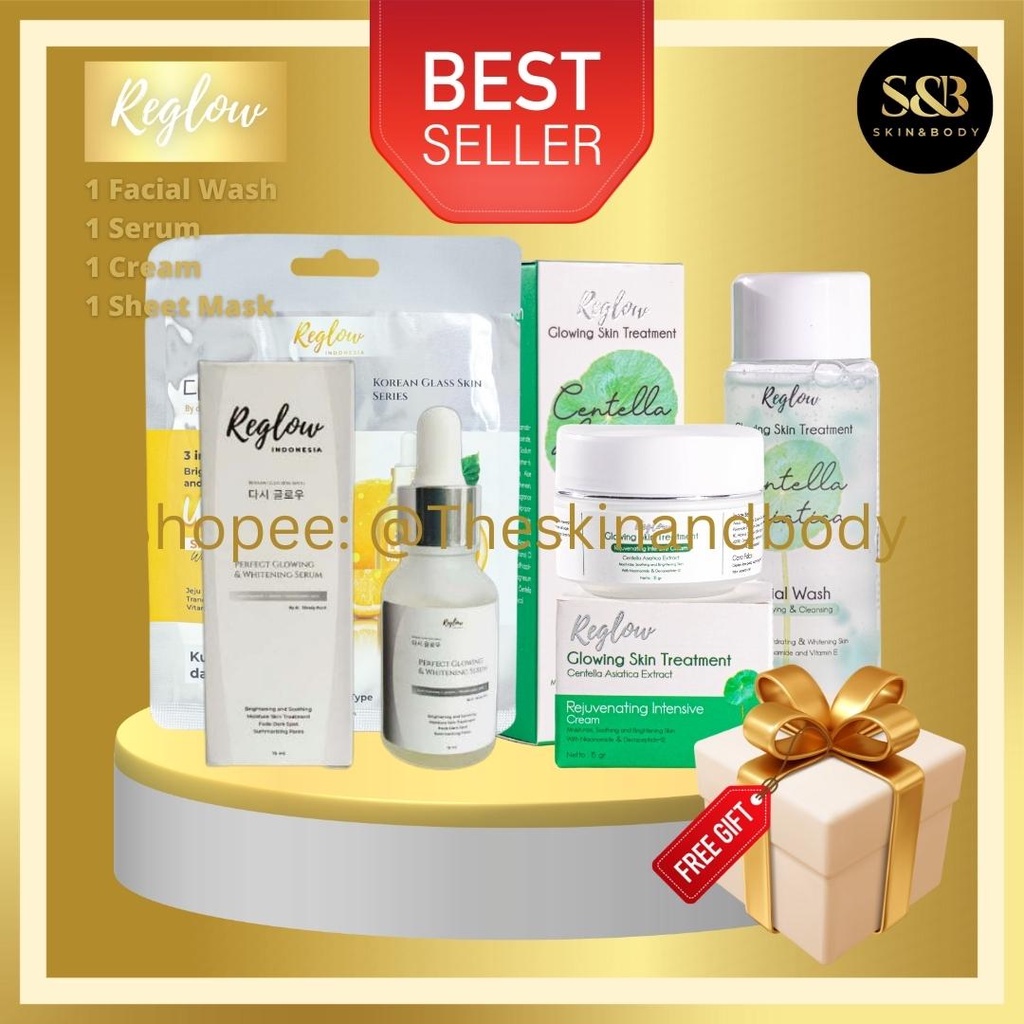Jual REGLOW Paket Facial Wash + Serum + Cream + 1 Sheet Mask Shopee