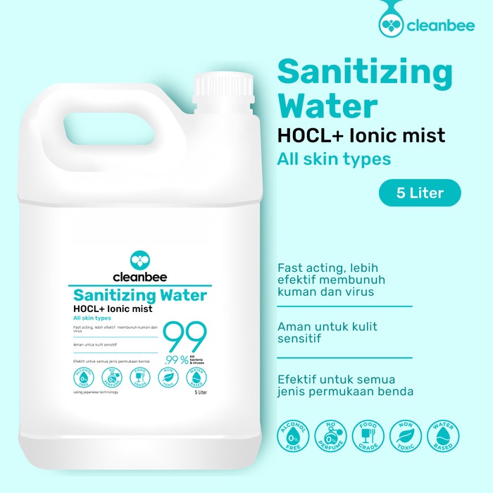 Disinfektan Cleanbee Hocl Sanitizing Water 5 L (Food Grade Sanitizer Clean Bee)