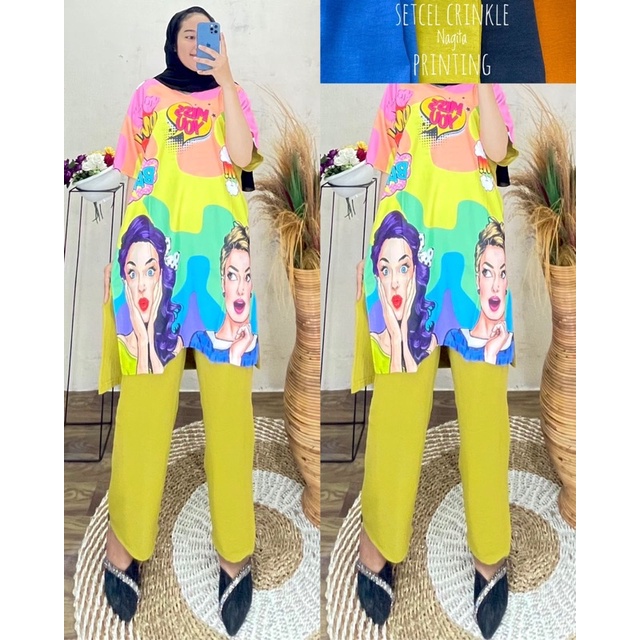 SETCEL CRINKLE SUBLIM TERBARU MISSYOU VIRAL ABG ALLSIZE MURAH GROSIR SUPPLIER MODELLANO