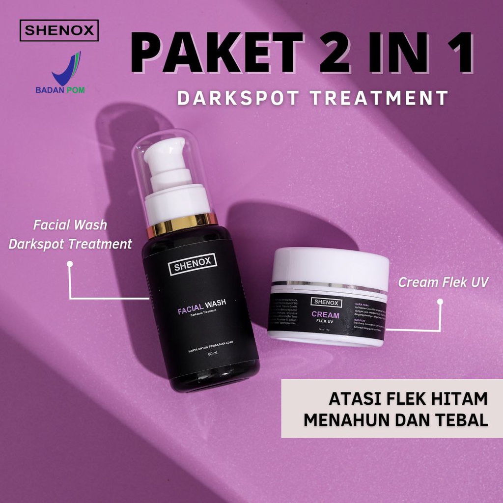 Paket 2 In 1 Shenox Skincare Facial Wash Dan Cream Perawatan Wajah Flek Hitam Tebal Dan Menahun Bpom