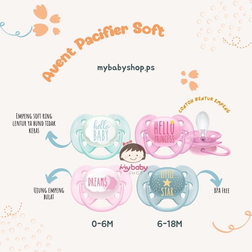 Philips Avent Soother Soft / Pacifer Empeng Bayi / Kompeng