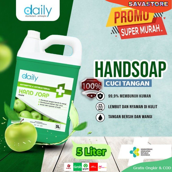 Sabun Cuci Tangan 5 Liter Hand Soap Daily Wangi Apel dan Strawberry