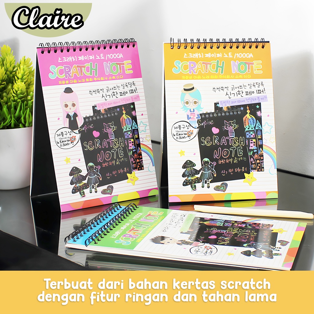 Scratch note /Buku Magic Warna Colourful /mainan Black Cardboard edukasi